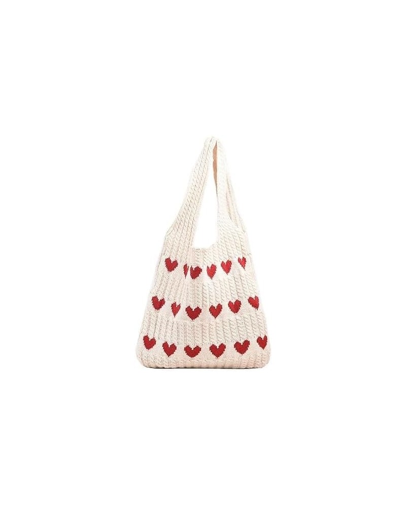 Women's Crochet Tote Bags Boho Tote Bags Heart-shaped Beach Handbags Knit Vacation Aesthetic Casual Love Hobo Bags Apricot $1...