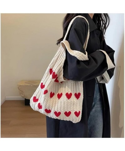 Women's Crochet Tote Bags Boho Tote Bags Heart-shaped Beach Handbags Knit Vacation Aesthetic Casual Love Hobo Bags Apricot $1...