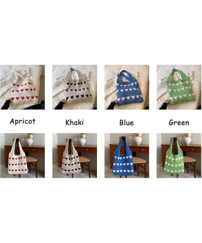 Women's Crochet Tote Bags Boho Tote Bags Heart-shaped Beach Handbags Knit Vacation Aesthetic Casual Love Hobo Bags Apricot $1...