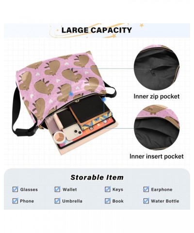 Leather Hobo Tote Bags for Women Men,Cute Capybara Trendy Messenger Bag Crossbody Large Size Cartoon Casual Shoulder Bag Hand...