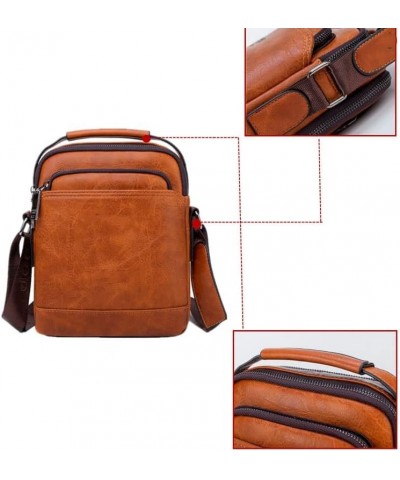 Men Leather Shoulder Bag Handbags Business Casual Messenger Bag Crossbody Male Tote Bags D $56.13 Crossbody Bags