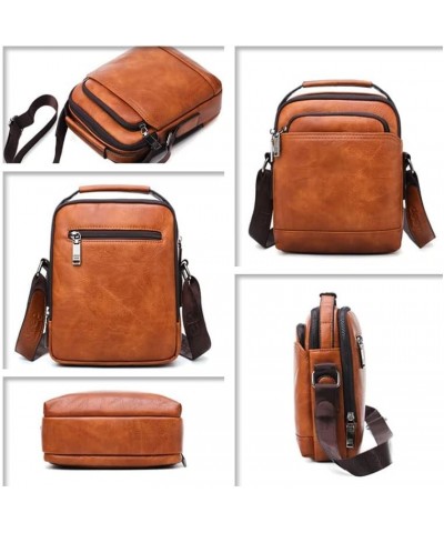 Men Leather Shoulder Bag Handbags Business Casual Messenger Bag Crossbody Male Tote Bags D $56.13 Crossbody Bags