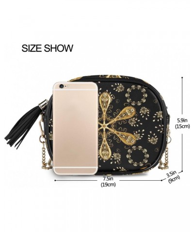 Women's Exotic Golden Mandala Flower Print Crossbody Bag Fashion Purses Bag Cross Body Bag Shoulder Handbag with Adjustable C...