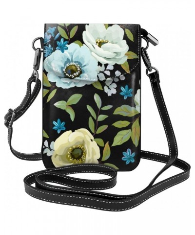 Flowers Anemones Blue Agapanthus Small Flip Crossbody Bag Cell Phone Pouch for Women Wallet Bag Coin Purse $16.65 Crossbody Bags