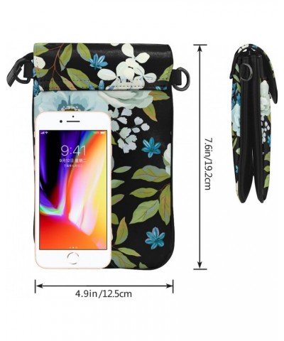 Flowers Anemones Blue Agapanthus Small Flip Crossbody Bag Cell Phone Pouch for Women Wallet Bag Coin Purse $16.65 Crossbody Bags