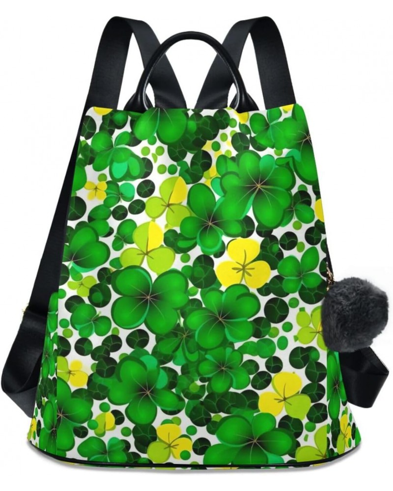 Yellow Green Shamrocks Stpatrick Day Womens Backpack Purse Handbag Anti Theft Ladies Shoulder Bags Travel Backpack for Ladies...