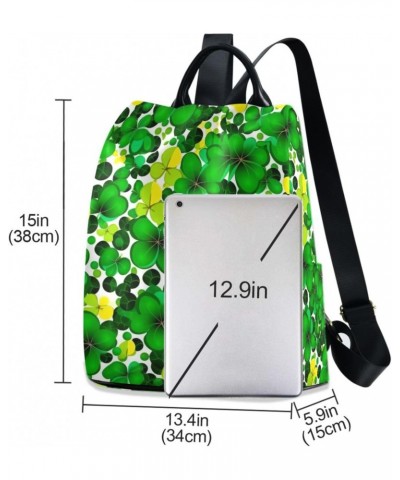 Yellow Green Shamrocks Stpatrick Day Womens Backpack Purse Handbag Anti Theft Ladies Shoulder Bags Travel Backpack for Ladies...