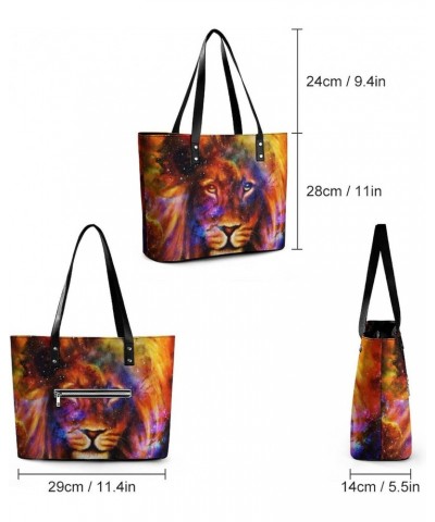 Womens Handbag Lion Animal Leather Tote Bag Top Handle Satchel Bags For Lady $14.35 Totes