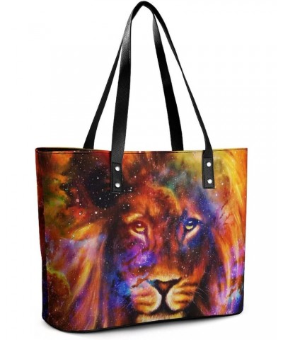 Womens Handbag Lion Animal Leather Tote Bag Top Handle Satchel Bags For Lady $14.35 Totes