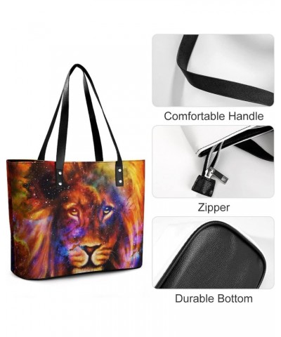 Womens Handbag Lion Animal Leather Tote Bag Top Handle Satchel Bags For Lady $14.35 Totes