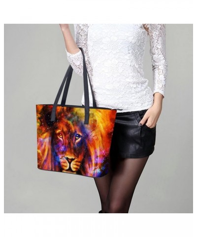 Womens Handbag Lion Animal Leather Tote Bag Top Handle Satchel Bags For Lady $14.35 Totes