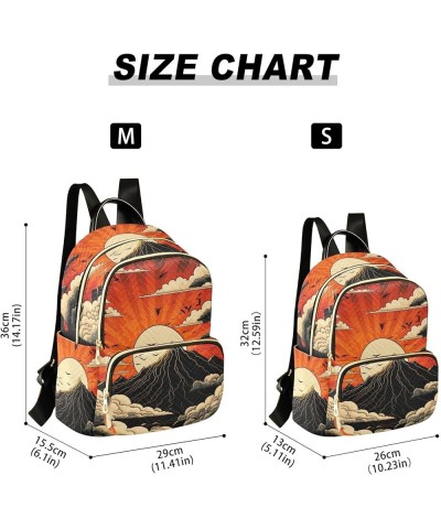 Small Fashion Backpack for Women Traditional Japanese Painting Print Ladies Travel Daypack Aesthetic Shoulder Bag 11.4×6.1×14...