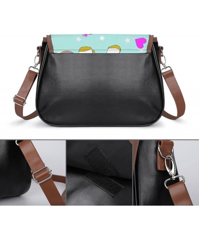 Printed Shoulder Crossbody Bag Leather Hobo Bags Medium Ladies Top Handles Satchels Cute Unicorn Smiling Color13 $22.78 Hobo ...