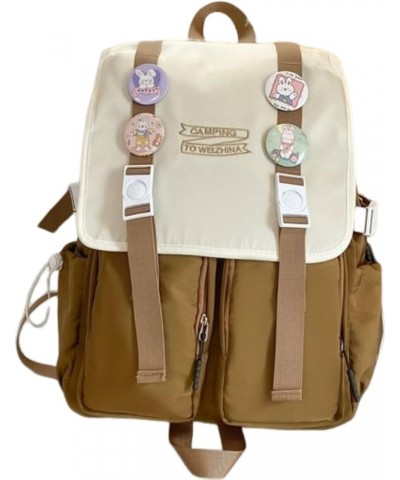 Large Capicity MultiColor Backpack Cute Cartoon Design with pins Y2k Aesthetic kawaii Cute Backpack (Purple) Brown $17.29 Bac...