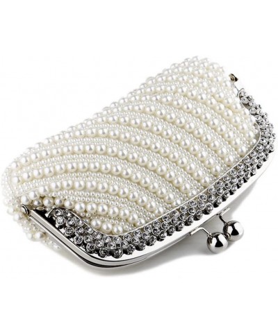 Luxury Noble Pearl Purses for Women Striped Bead Bags Crystals Top Detachable Chain Evening Pearl Handbags Wedding Ivory Ivor...