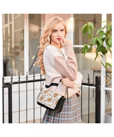 Gingerbread Men Stylish Leather Clamshell Crossbody Handbag with Detachable Adjustable shoulder strap $17.20 Crossbody Bags