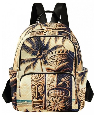 Small Fashion Backpack for Women Vintage Tiki Statue Print Ladies Travel Daypack Aesthetic Shoulder Bag 11.4×6.1×14.1 IN $15....