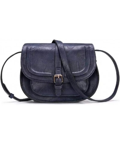 Women's Vintage Saddle Bag Fashion Semicircle Crossbody Bags Coin Purse-Blue Blue $31.47 Totes