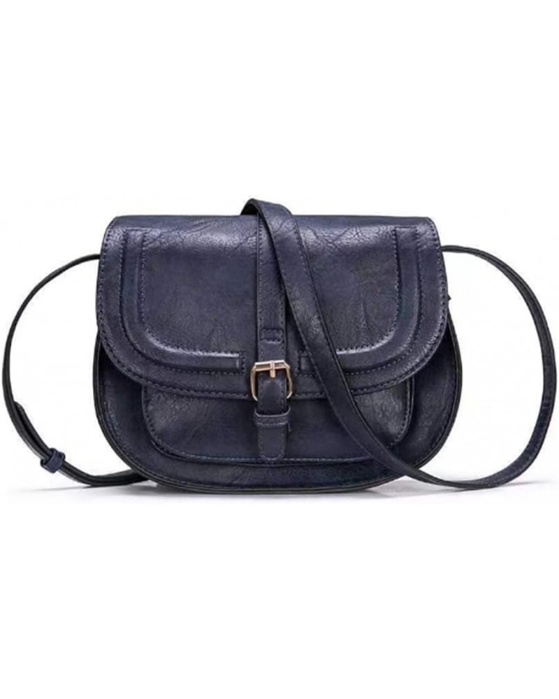 Women's Vintage Saddle Bag Fashion Semicircle Crossbody Bags Coin Purse-Blue Blue $31.47 Totes