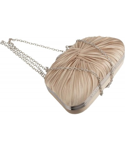 Womens Clutch Bag,Pleated Satin Handbag Lady Pleated Bow Purse Bag with Chain for Prom Wedding Evening Party Apricot $11.87 E...