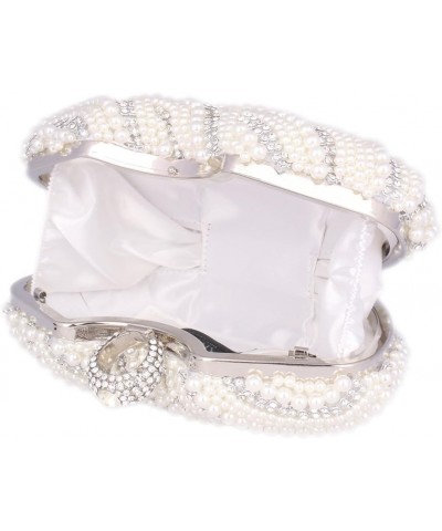 Womens Beaded Pearl Evening Bag Shining Rhinestone Clutch White $17.78 Evening Bags