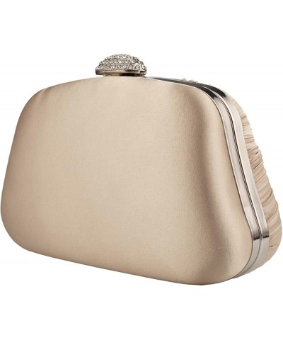 Womens Clutch Bag,Pleated Satin Handbag Lady Pleated Bow Purse Bag with Chain for Prom Wedding Evening Party Apricot $11.87 E...