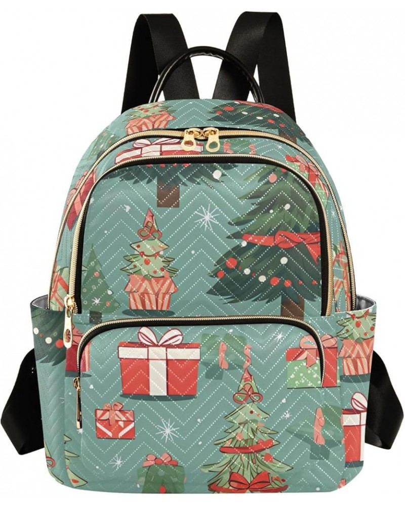 Christmas Tree Ribbon Gifts Fashion Travel Backpack for Women Multi Pockets Lightweight Purse for Women-S Multicolor Medium $...