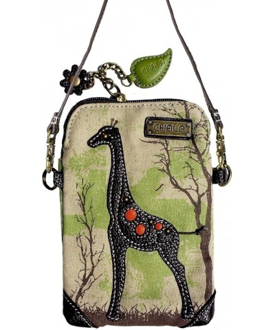 Crossbody Cell Phone Purse-Women Canvas Multicolor Handbag with Adjustable Strap Giraffe - Sand $20.28 Crossbody Bags