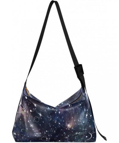 Leather Hobo Tote Bags for Women Men,Nocturnal Planetary Galaxy Trendy Messenger Bag Crossbody Large Size Bling Shiny Glitter...