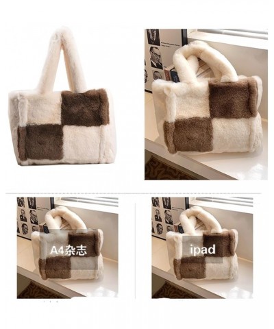 Women's Large Furry Tote Bag Plush Shoulder Bag Fluffy Handbag Fuzzy Bags Purse in Winter White $22.55 Totes