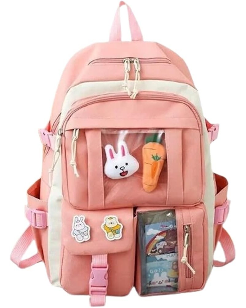 Kawaii Backpack with Badges and Bear Accessories Aesthetic Cute Harajuku Itabag (5Pcs,Blue) Backpack Only Pink $21.51 Backpacks