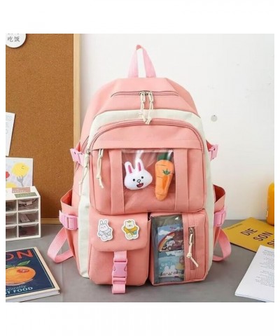 Kawaii Backpack with Badges and Bear Accessories Aesthetic Cute Harajuku Itabag (5Pcs,Blue) Backpack Only Pink $21.51 Backpacks