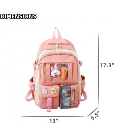 Kawaii Backpack with Badges and Bear Accessories Aesthetic Cute Harajuku Itabag (5Pcs,Blue) Backpack Only Pink $21.51 Backpacks