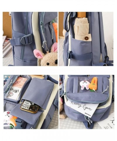 Kawaii Backpack with Badges and Bear Accessories Aesthetic Cute Harajuku Itabag (5Pcs,Blue) Backpack Only Pink $21.51 Backpacks