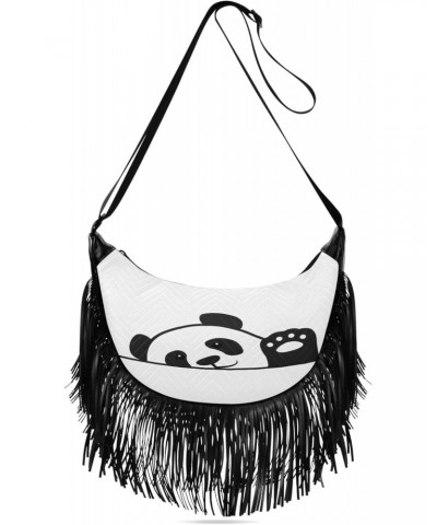 Leather Travel Purses for Women Tassel Detail Stylish Crossbody Bags for Travel Shoulder Bag Cute Paw Black and White Animal ...