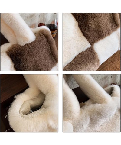 Women's Large Furry Tote Bag Plush Shoulder Bag Fluffy Handbag Fuzzy Bags Purse in Winter White $22.55 Totes