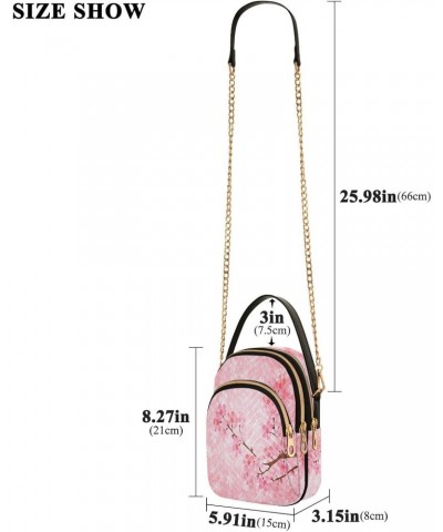 Cherry Blossom Crossbody Bags for Women Quilted Shoulder Bag Handbag with Chain Strap Pink Flowers Japanese Trendy Cross Body...