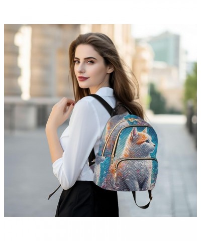 Women's Small Fashion Backpack Watercolor Cat Flower Print Ladies Travel Daypack Aesthetic Shoulder Bag 10.2×5.1×12.5 IN $19....