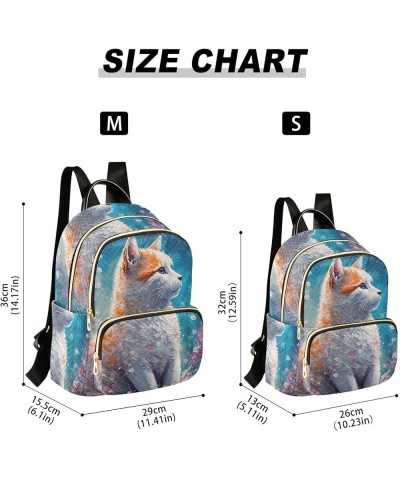 Women's Small Fashion Backpack Watercolor Cat Flower Print Ladies Travel Daypack Aesthetic Shoulder Bag 10.2×5.1×12.5 IN $19....