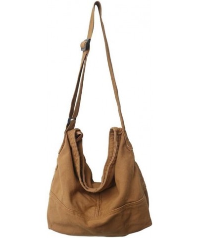 Women's Sling Crossbody Bags Large Shoulder Shopping Hobo Bag Simple Canvas Shoulder Bag Trendy Messenger Bag Travel Brown $1...