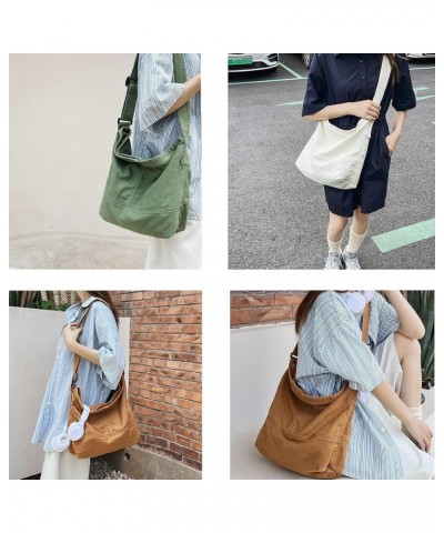 Women's Sling Crossbody Bags Large Shoulder Shopping Hobo Bag Simple Canvas Shoulder Bag Trendy Messenger Bag Travel Brown $1...