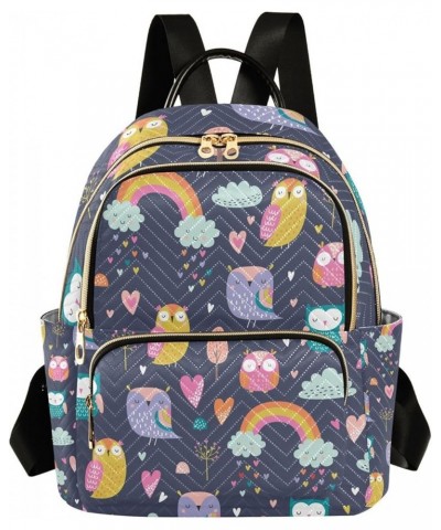 Small Backpack for Women Travel Bag Cute Owls Rainbows Daypack Purse Fashion Shoulder Bag Rucksack Small A408 $13.00 Backpacks