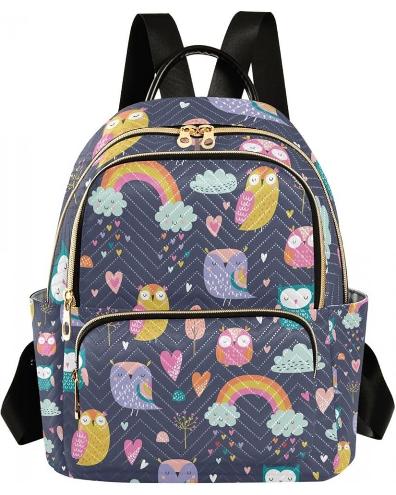 Small Backpack for Women Travel Bag Cute Owls Rainbows Daypack Purse Fashion Shoulder Bag Rucksack Small A408 $13.00 Backpacks