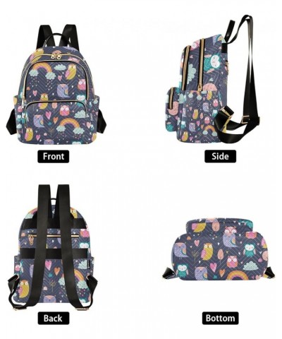 Small Backpack for Women Travel Bag Cute Owls Rainbows Daypack Purse Fashion Shoulder Bag Rucksack Small A408 $13.00 Backpacks