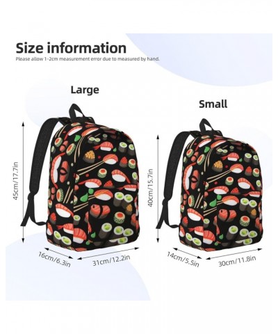 Japanese Sushi Shrimp Print Unisex Canvas Backpack Cute Backpack For Travel Sports Casual Aesthetic Backpack Black Medium $22...