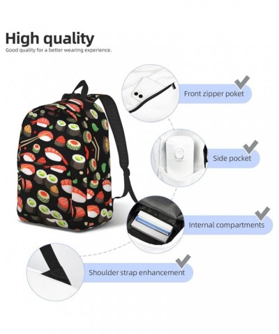 Japanese Sushi Shrimp Print Unisex Canvas Backpack Cute Backpack For Travel Sports Casual Aesthetic Backpack Black Medium $22...