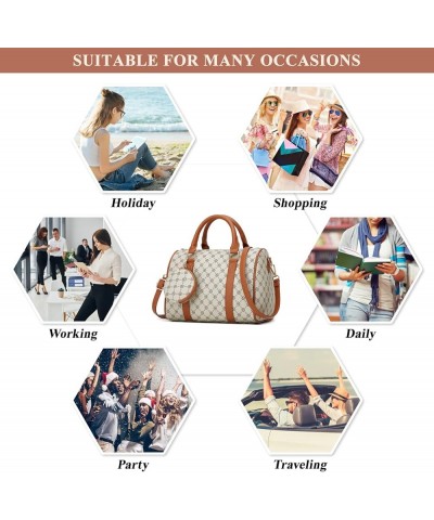 Women's Handbag Purse PU Leather Printed Crossbody Boston Shoulder Bag Classic Top Handle Satchel Bag with Coin Pouch A / Bro...