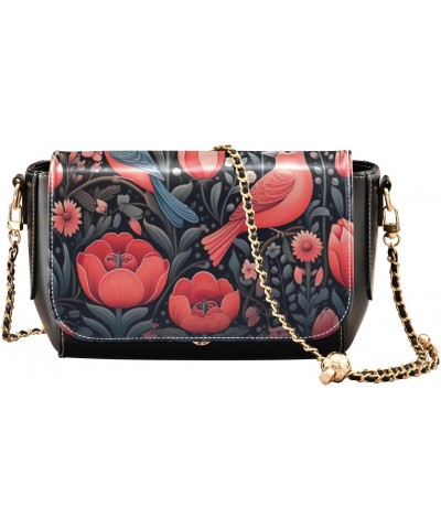 Beautiful Flowers and Birds Crossbody Bag for Women Girls,Leather Cross Body Purses Chain Strap Handbags Shoulder Bag $17.20 ...