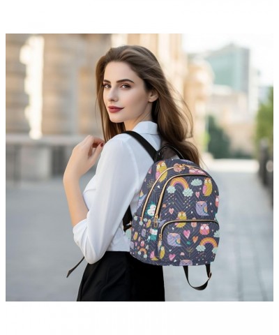 Small Backpack for Women Travel Bag Cute Owls Rainbows Daypack Purse Fashion Shoulder Bag Rucksack Small A408 $13.00 Backpacks