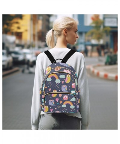 Small Backpack for Women Travel Bag Cute Owls Rainbows Daypack Purse Fashion Shoulder Bag Rucksack Small A408 $13.00 Backpacks